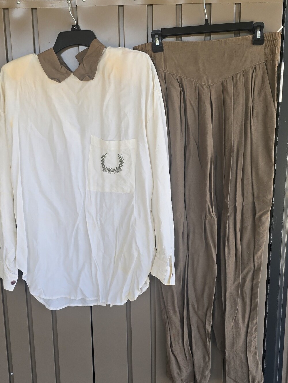 Laundry By Shelli Segal Taupe Wide-Leg Pants